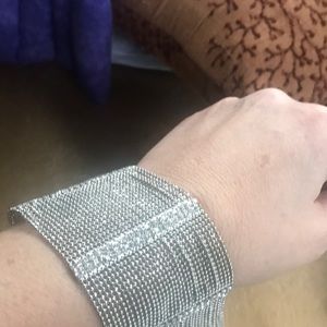 Cache Silver & rhinestone bling bracelet large